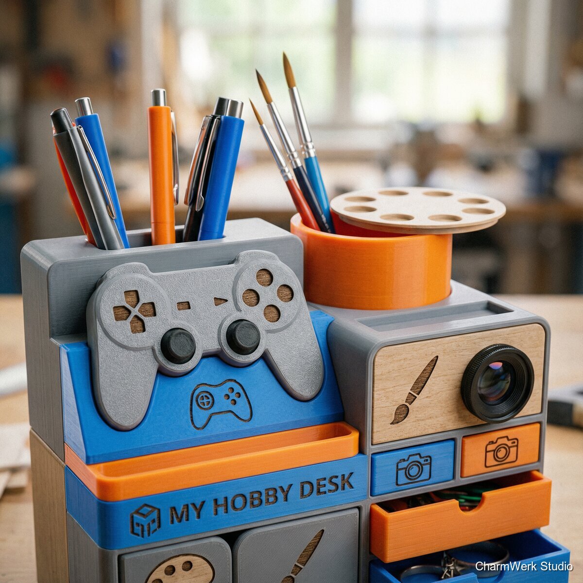 Schreibtisch-Organizer im Hobby-Design - Detailansicht