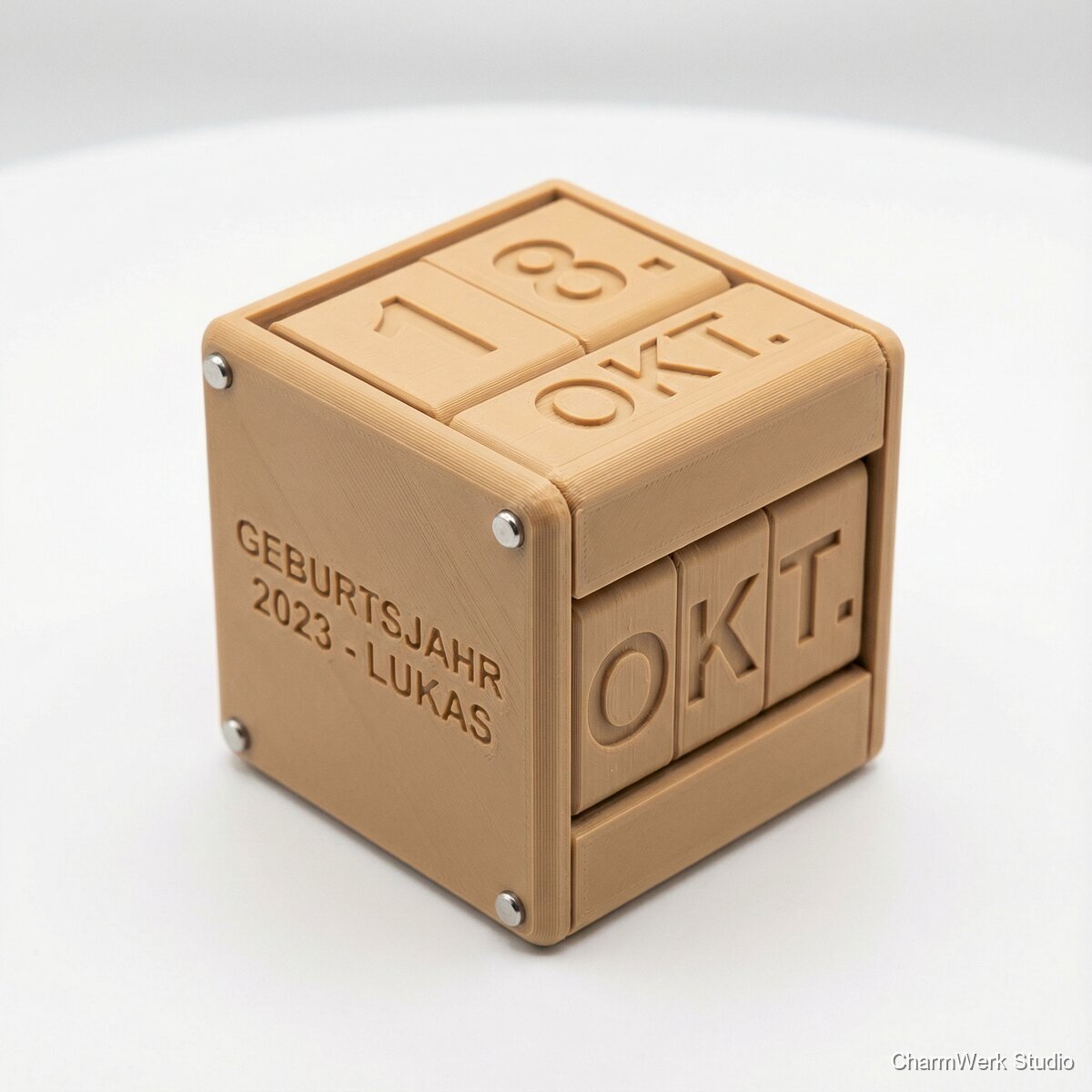 „Geburtstagsjahr“-Kalenderwürfel als Deko - Seitenansicht
