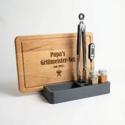 Grillmeister-Set mit Namensbrett und Tool-Halter