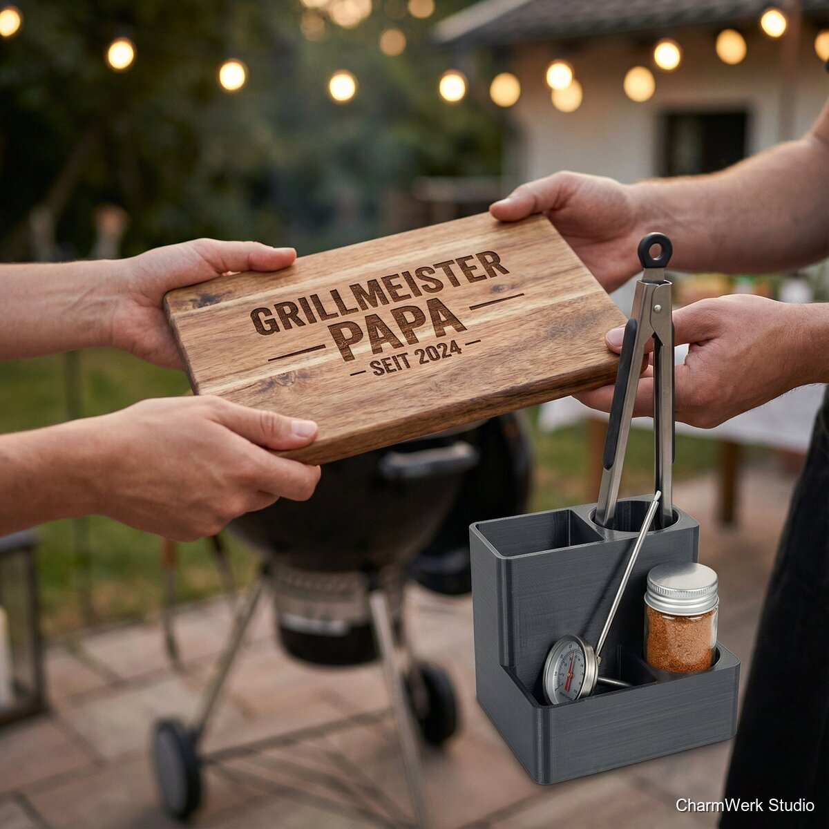 Grillmeister-Set mit Namensbrett und Tool-Halter - Lifestyle