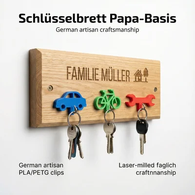 Schlüsselbrett „Papa-Basis“ mit 3D-Clip-Figuren