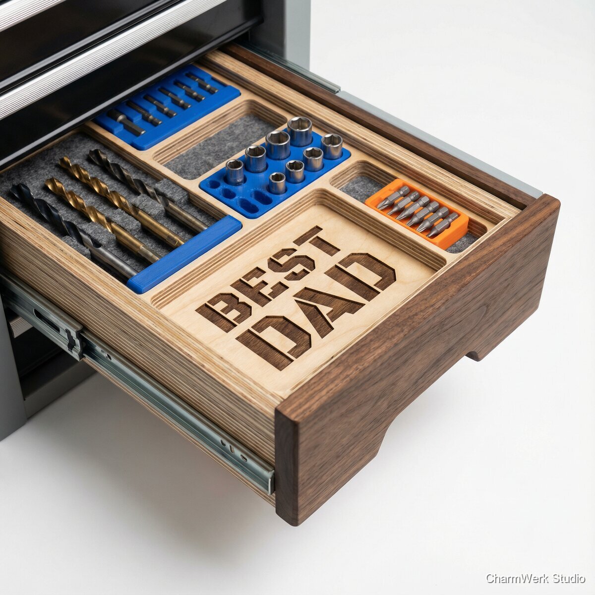 Werkstatt 'Best Dad' Werkzeugwagen-Organizer - Seitenansicht