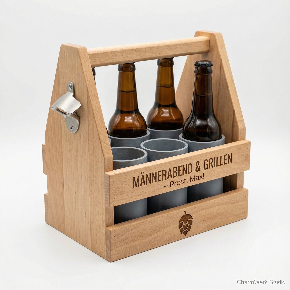 Personalisiertes Bierträger-Set mit Flaschenöffner