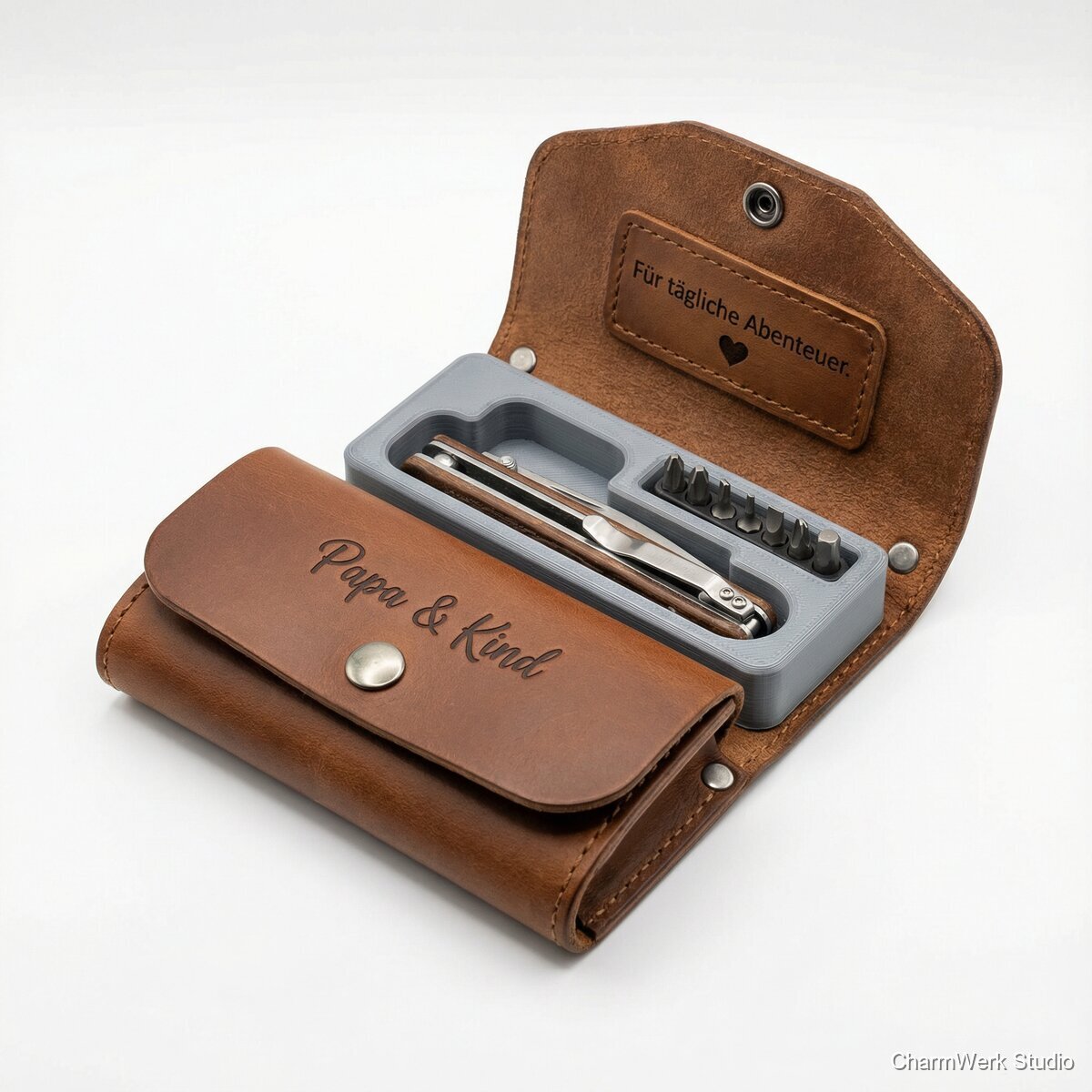 „Papa & Kind“ Taschenmesser-Etui mit 3D-Inlay