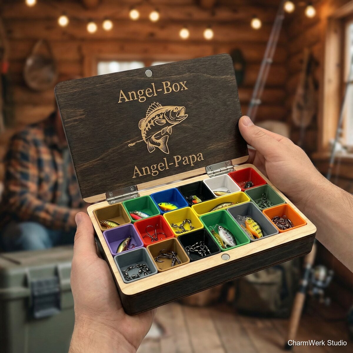 „Angel-Box“ Köder- und Hakenbox mit Namensdeckel - Lifestyle