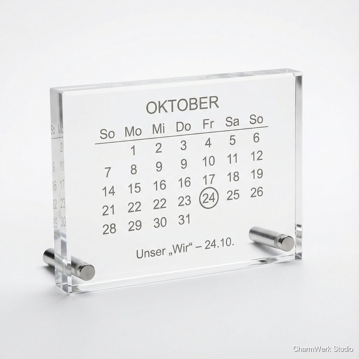 Acryl-Kalenderblock mit markiertem Jahrestag