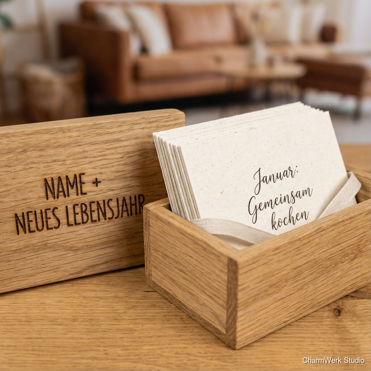 Personalisierte „Bucket-List“-Box mit 12 Monatskarten - Detailansicht