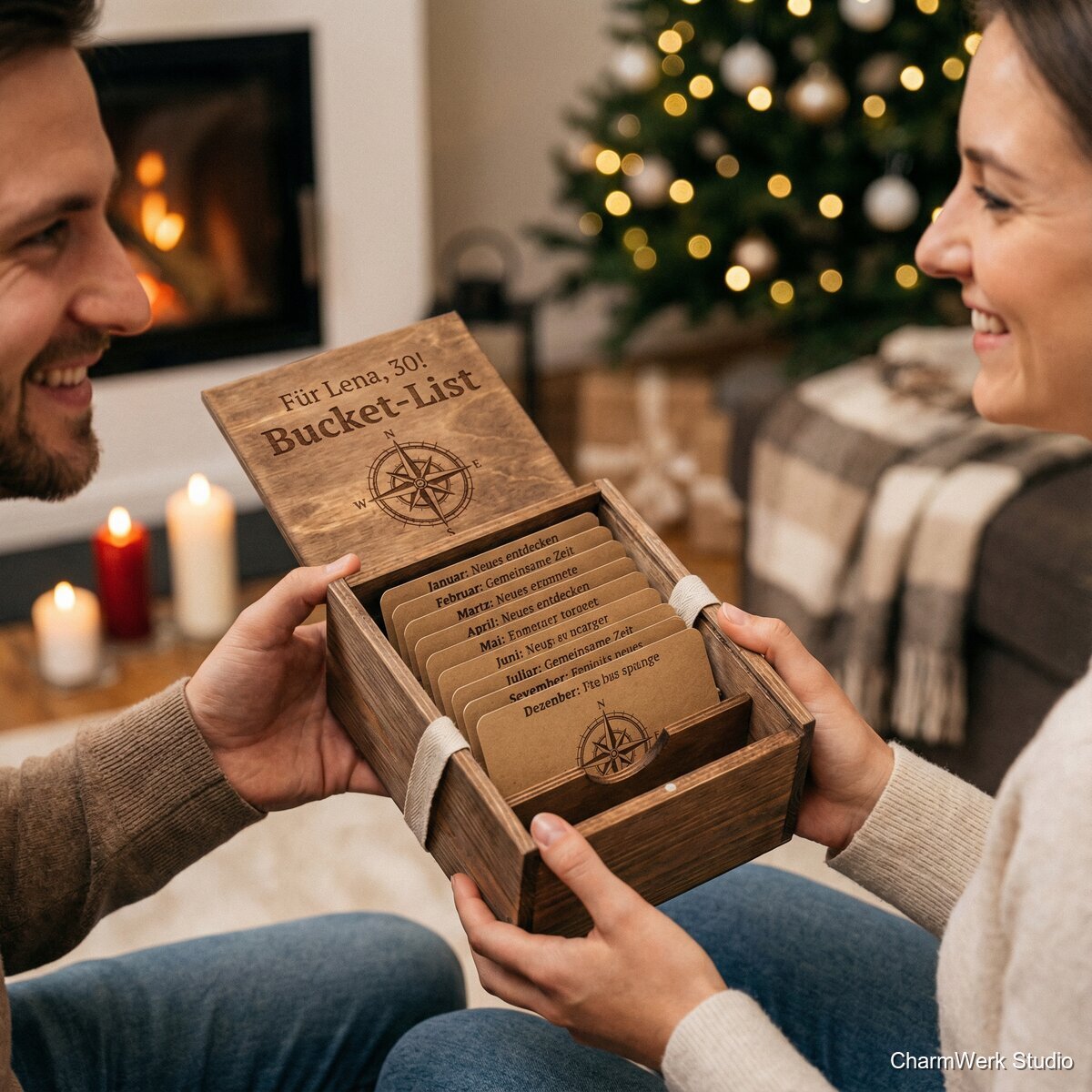 Personalisierte „Bucket-List“-Box mit 12 Monatskarten - Lifestyle