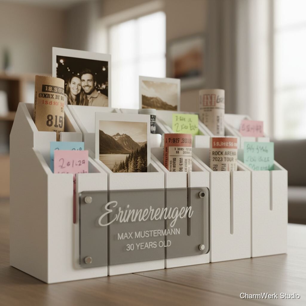 3D-gedrucktes „Erinnerungs-Display“ für Tickets & Fotos - Detailansicht