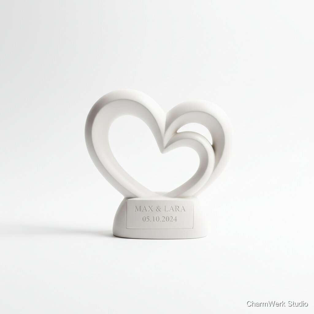 Ringhalter-Skulptur in Herzform mit Gravurfläche