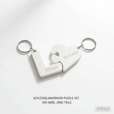 Schlüsselanhänger-Set als Puzzle: Zwei Teile, ein Herz