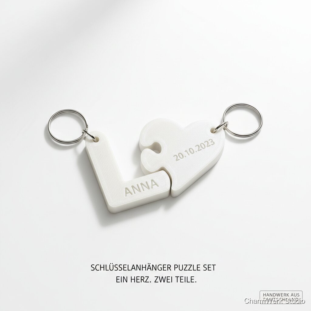 Schlüsselanhänger-Set als Puzzle: Zwei Teile, ein Herz