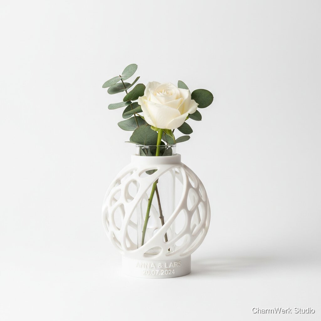 Vasenhülle „Eheringe“ als moderne Tischdeko