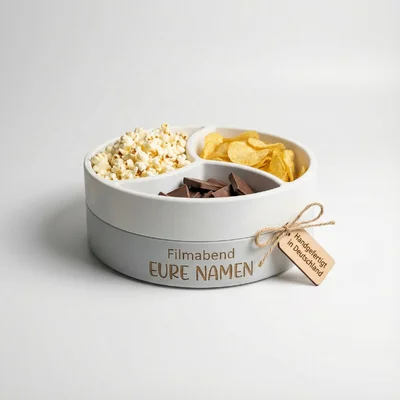 3D-gedruckte „Filmabend“-Snackschale mit Namen