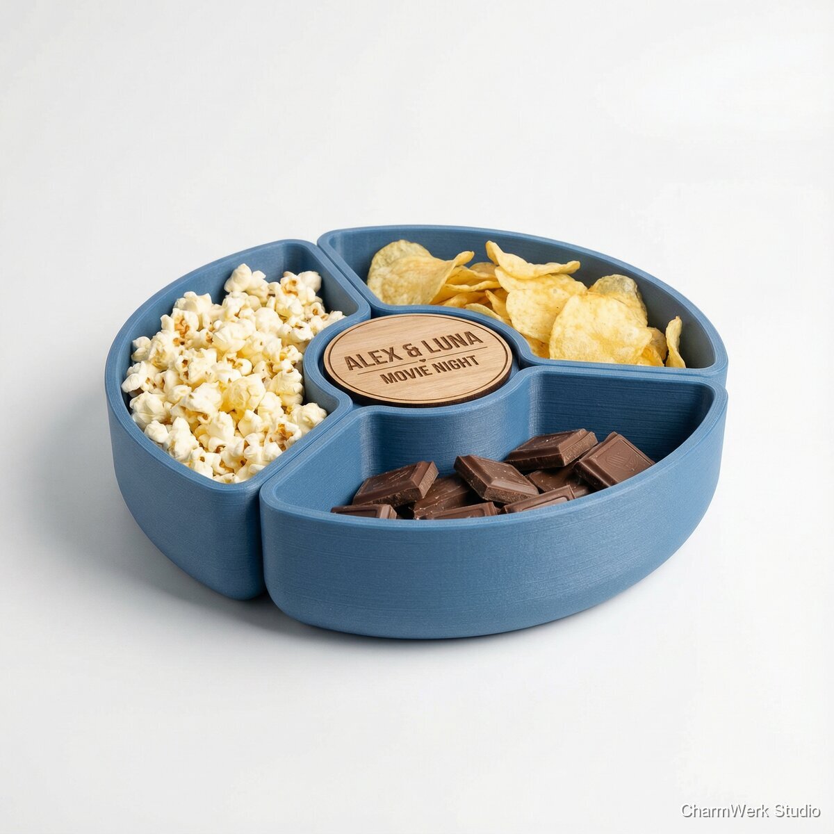 3D-gedruckte „Filmabend“-Snackschale mit Namen - Seitenansicht