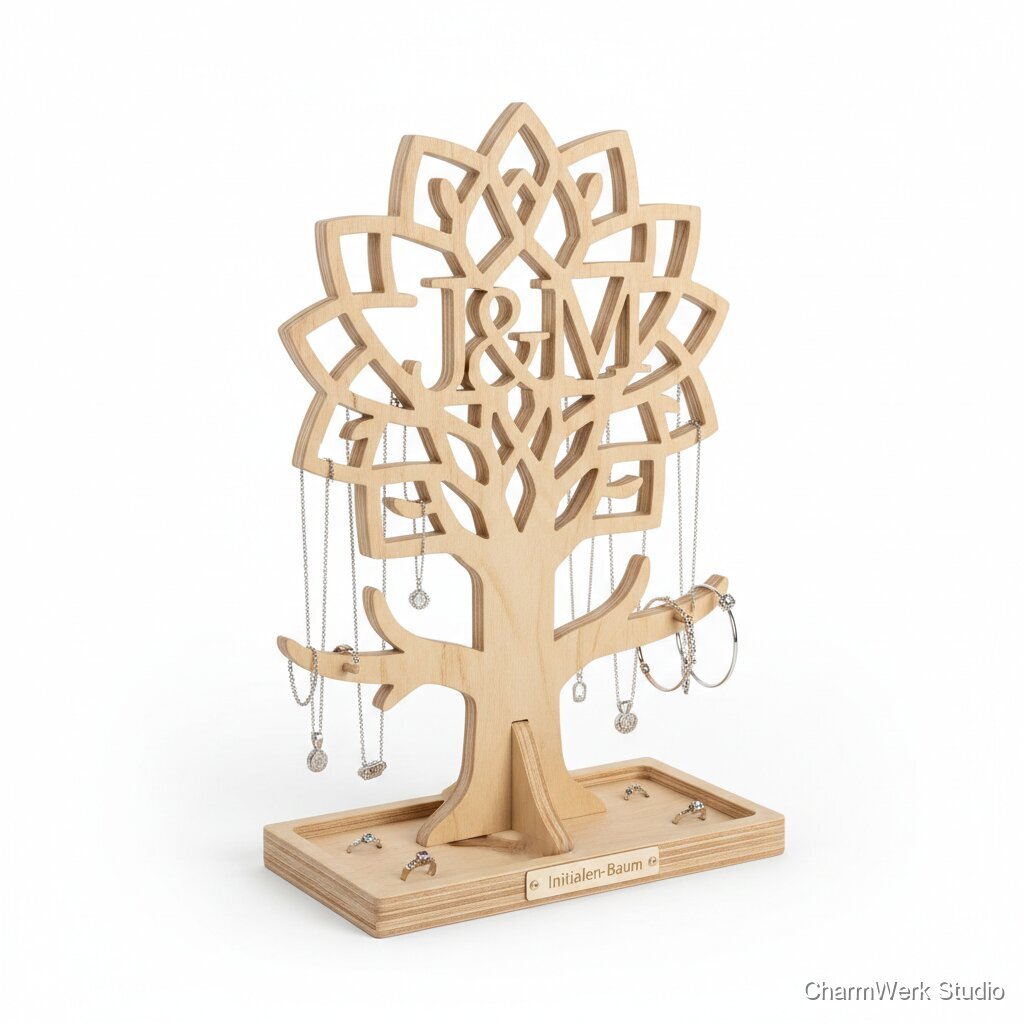 CNC-gefräster Schmuckständer „Initialen-Baum“