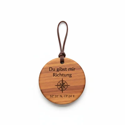 Papa-Kompass aus Holz mit Wunschgravur