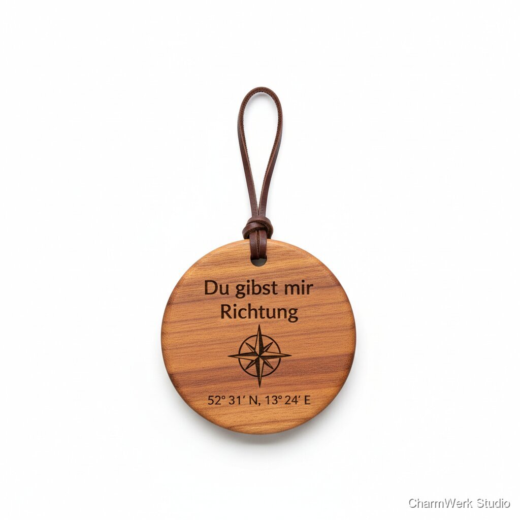 Papa-Kompass aus Holz mit Wunschgravur