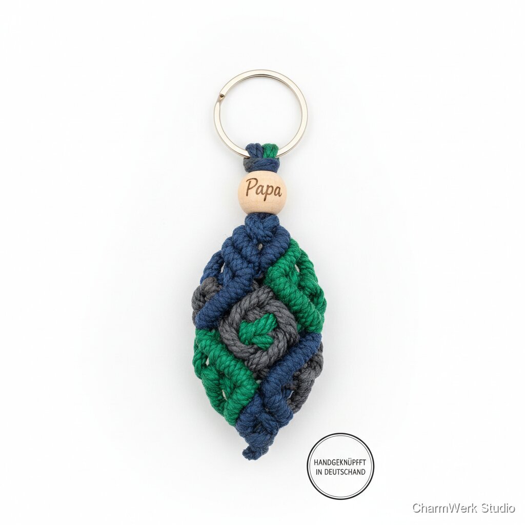 Handgeknüpfter Schlüsselanhänger „Papa-Knoten“