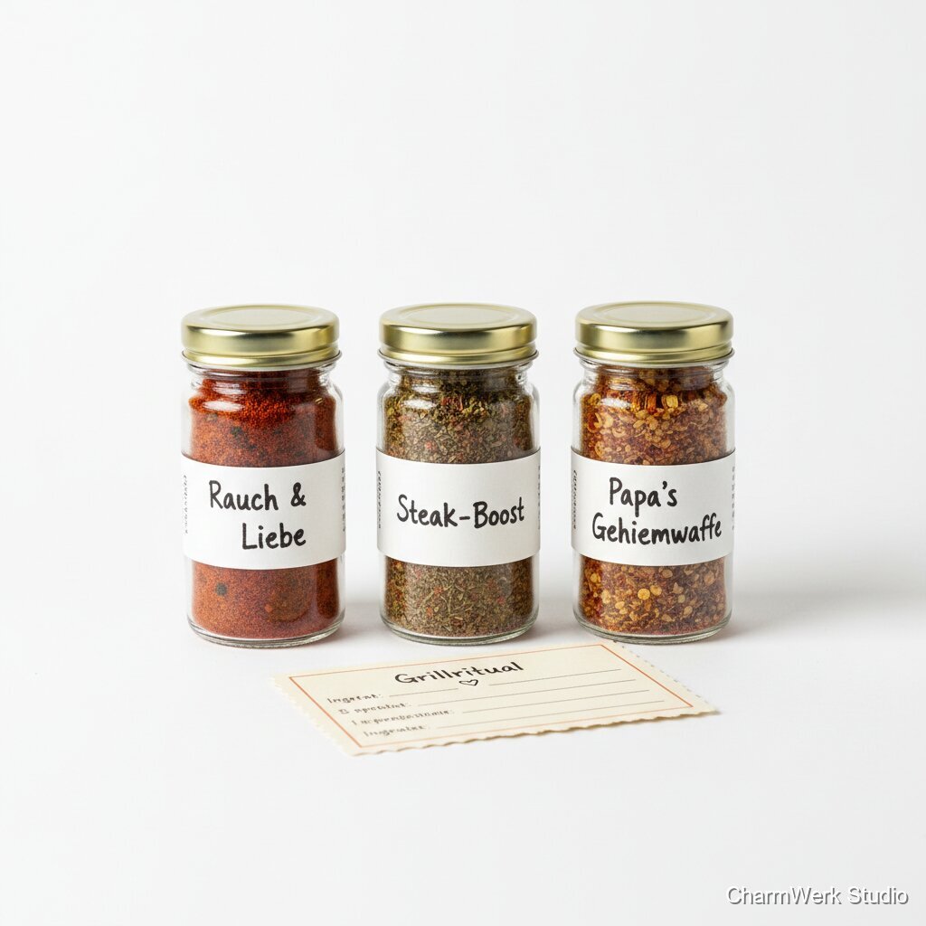 Grillgewürz-Set im handbeschrifteten Glas-Trio