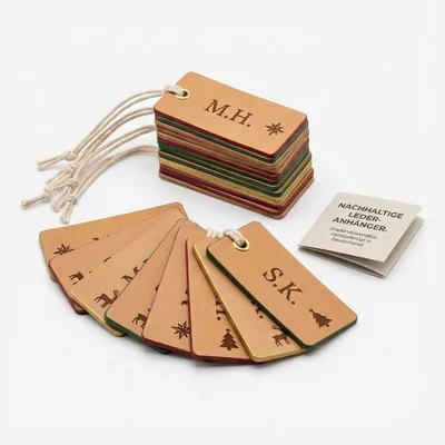 Leder-Geschenkanhänger-Set mit Initialen (wiederverwendbar)