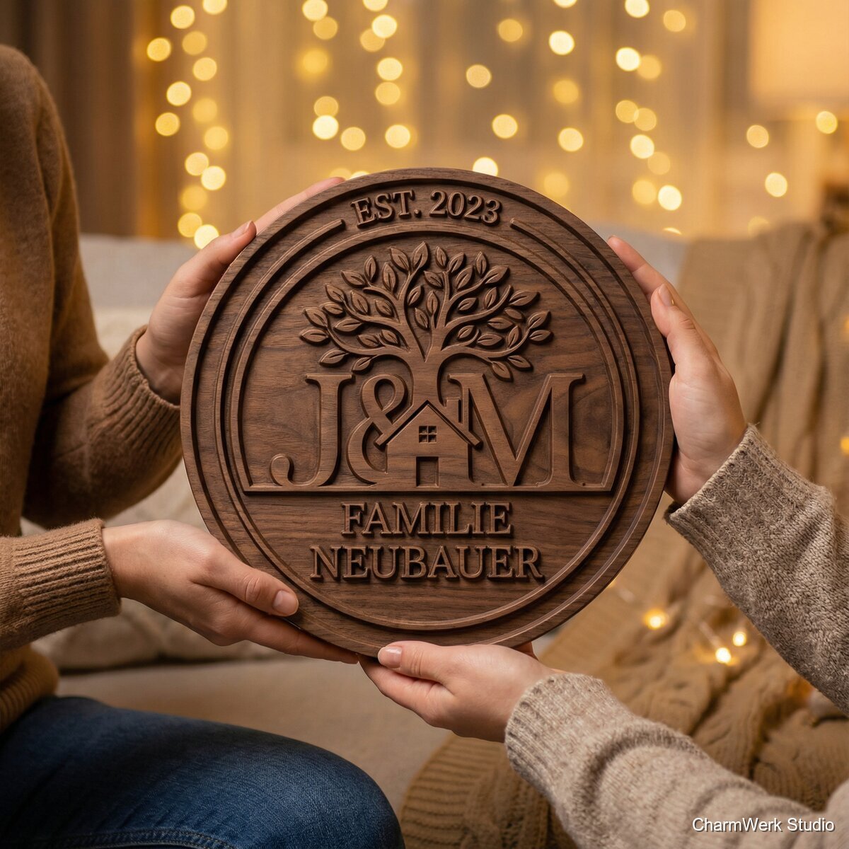 CNC-gefrästes Familienwappen als Wandrelief - Lifestyle