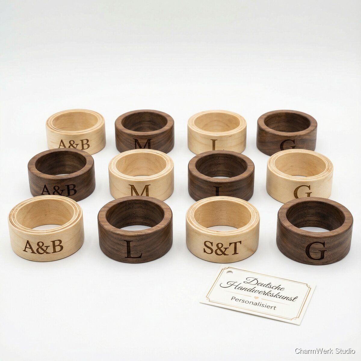 Personalisierte Serviettenringe im Set (12 Stück)