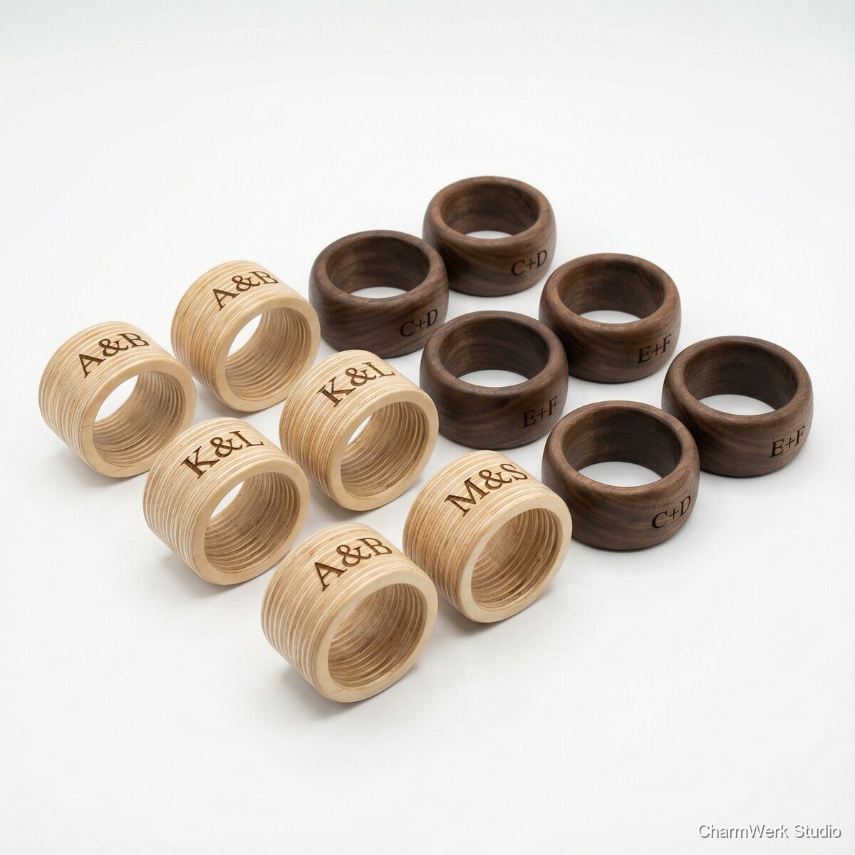 Personalisierte Serviettenringe im Set (12 Stück) - Seitenansicht
