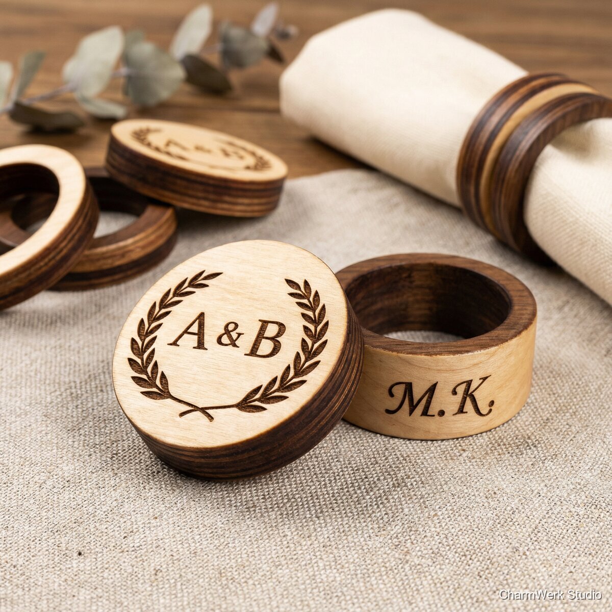 Personalisierte Serviettenringe im Set (12 Stück) - Detailansicht