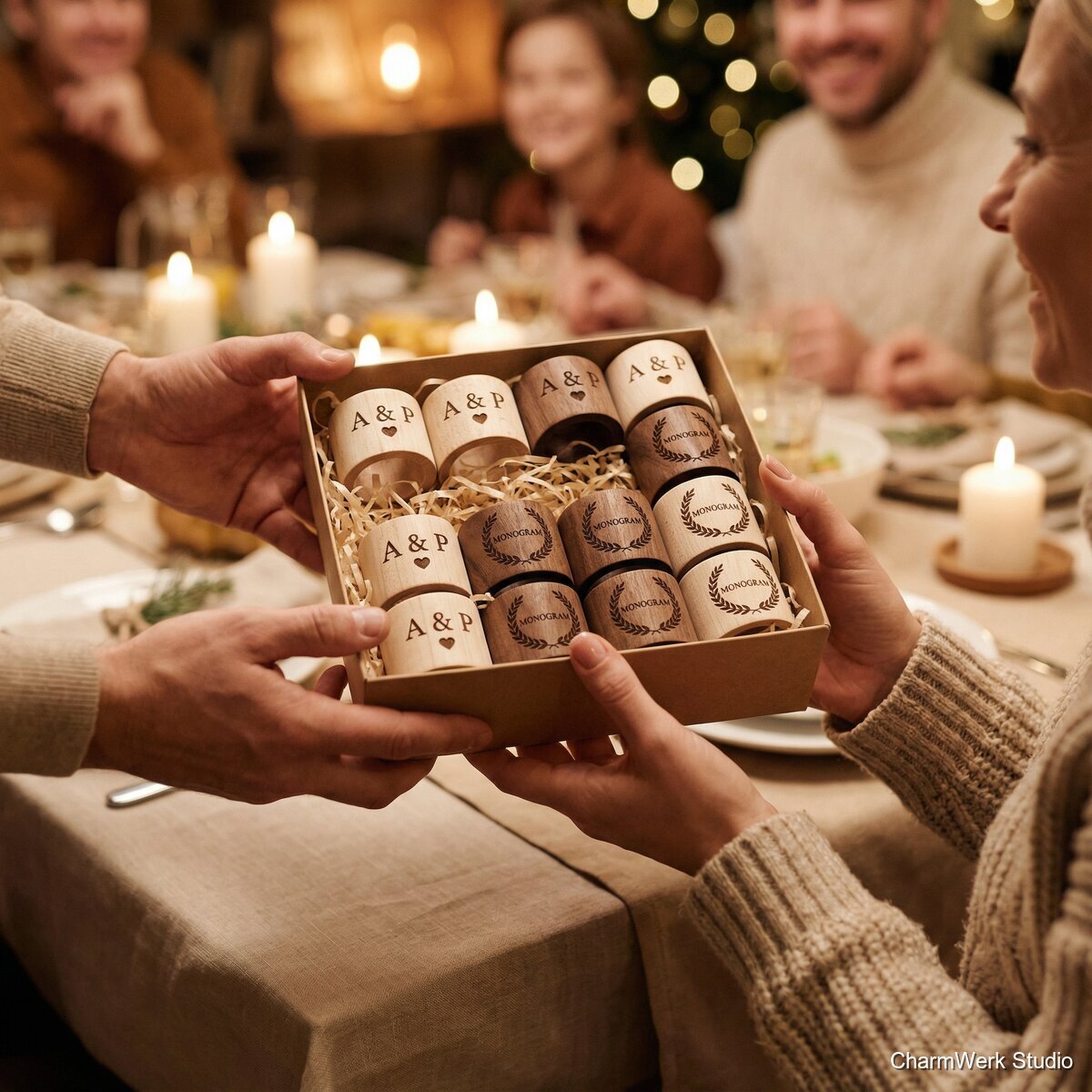 Personalisierte Serviettenringe im Set (12 Stück) - Lifestyle