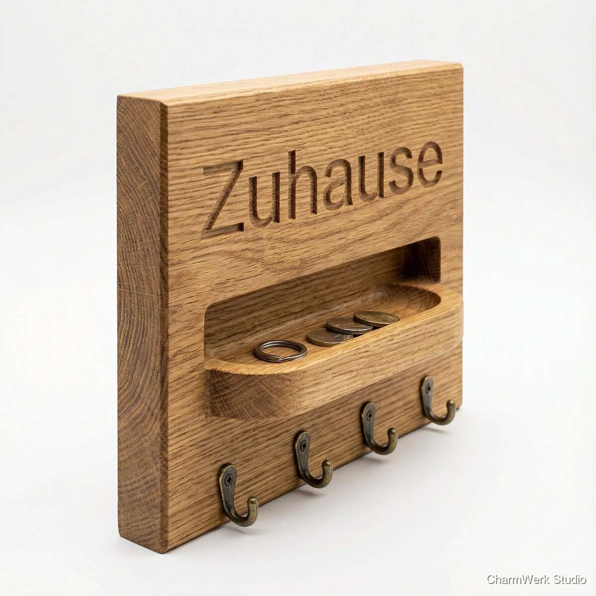 Schlüsselbrett „Zuhause“ mit Ringablage-Nische - Seitenansicht