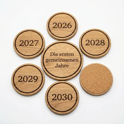 CNC-gefräste Untersetzer „Die ersten gemeinsamen Jahre“