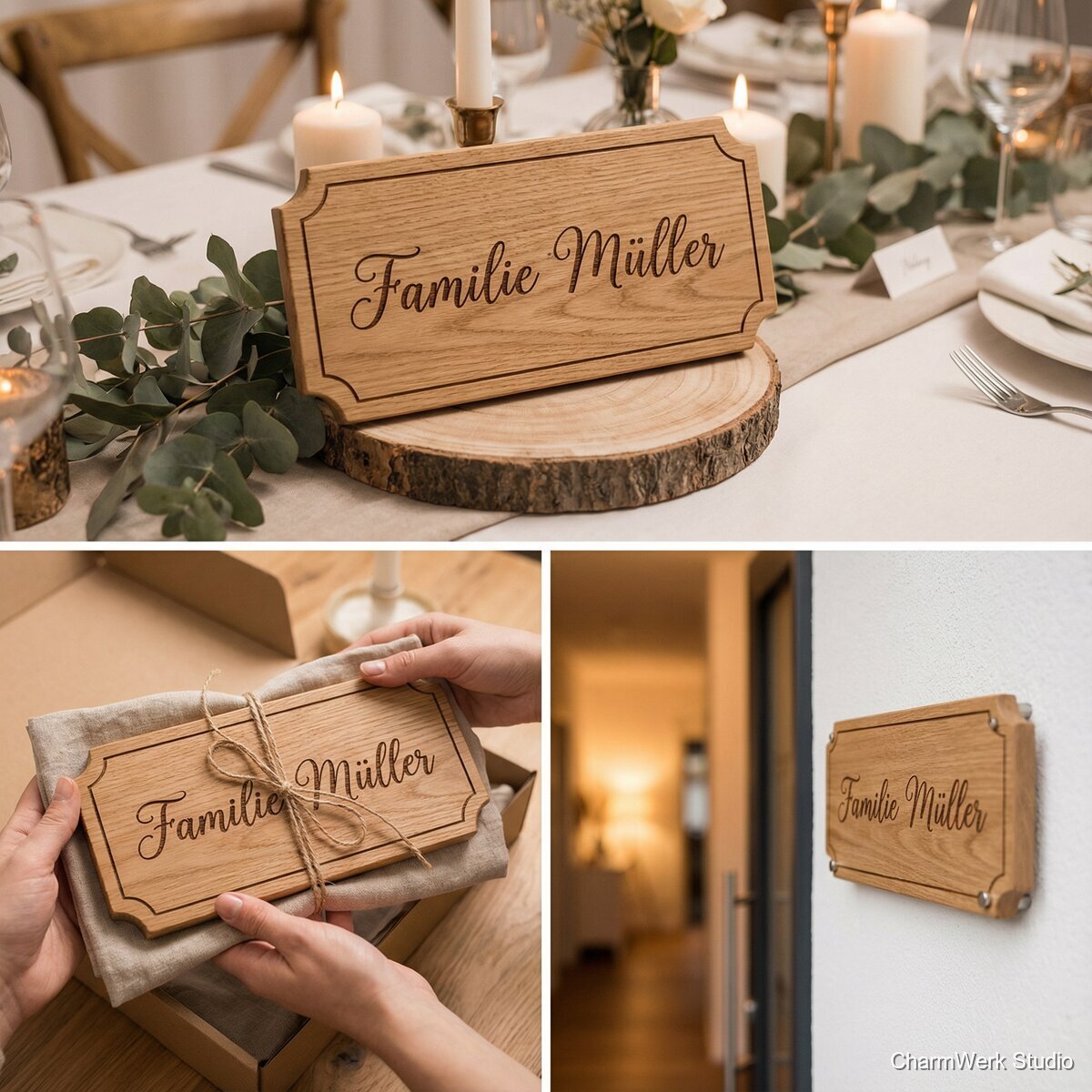 Namensschild für den Hochzeitstisch als späteres Türschild - Lifestyle