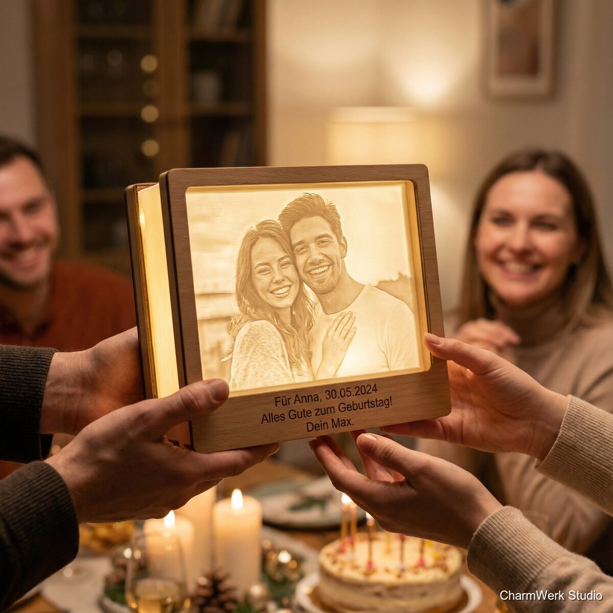 3D-Fotolichtbox mit graviertem Geburtstagsgruß - Lifestyle