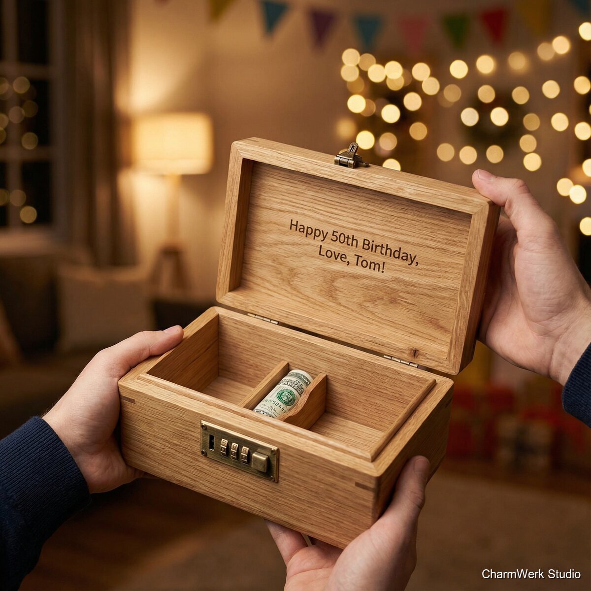 Geburtstags-Schatzkiste mit Zahlenschloss und Geheimfach - Lifestyle