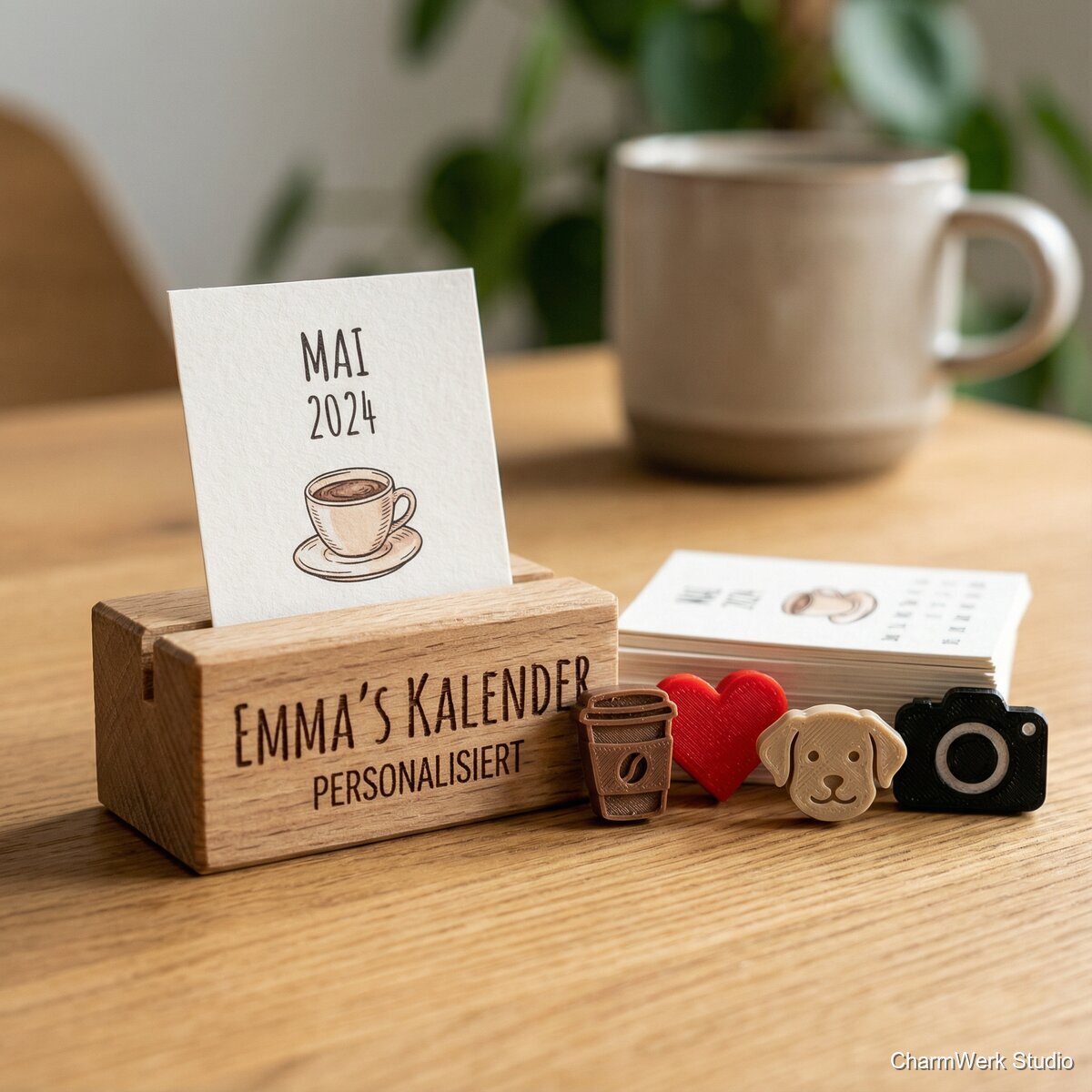 Personalisierter Geburtstags-Kalenderständer mit 3D-Icon-Set - Detailansicht