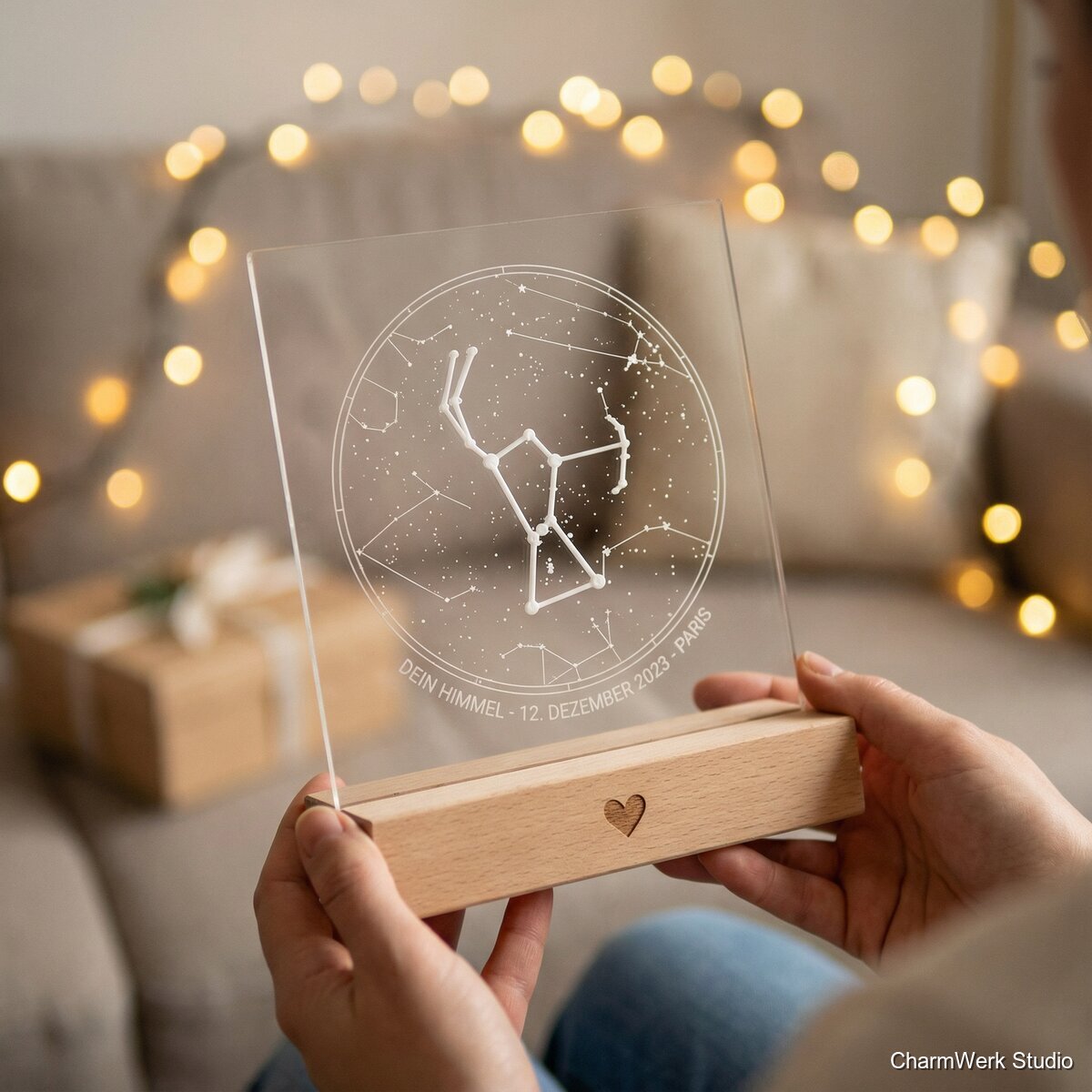 Acryl-Sternkarte mit 3D-Sternbild und Gravur - Lifestyle