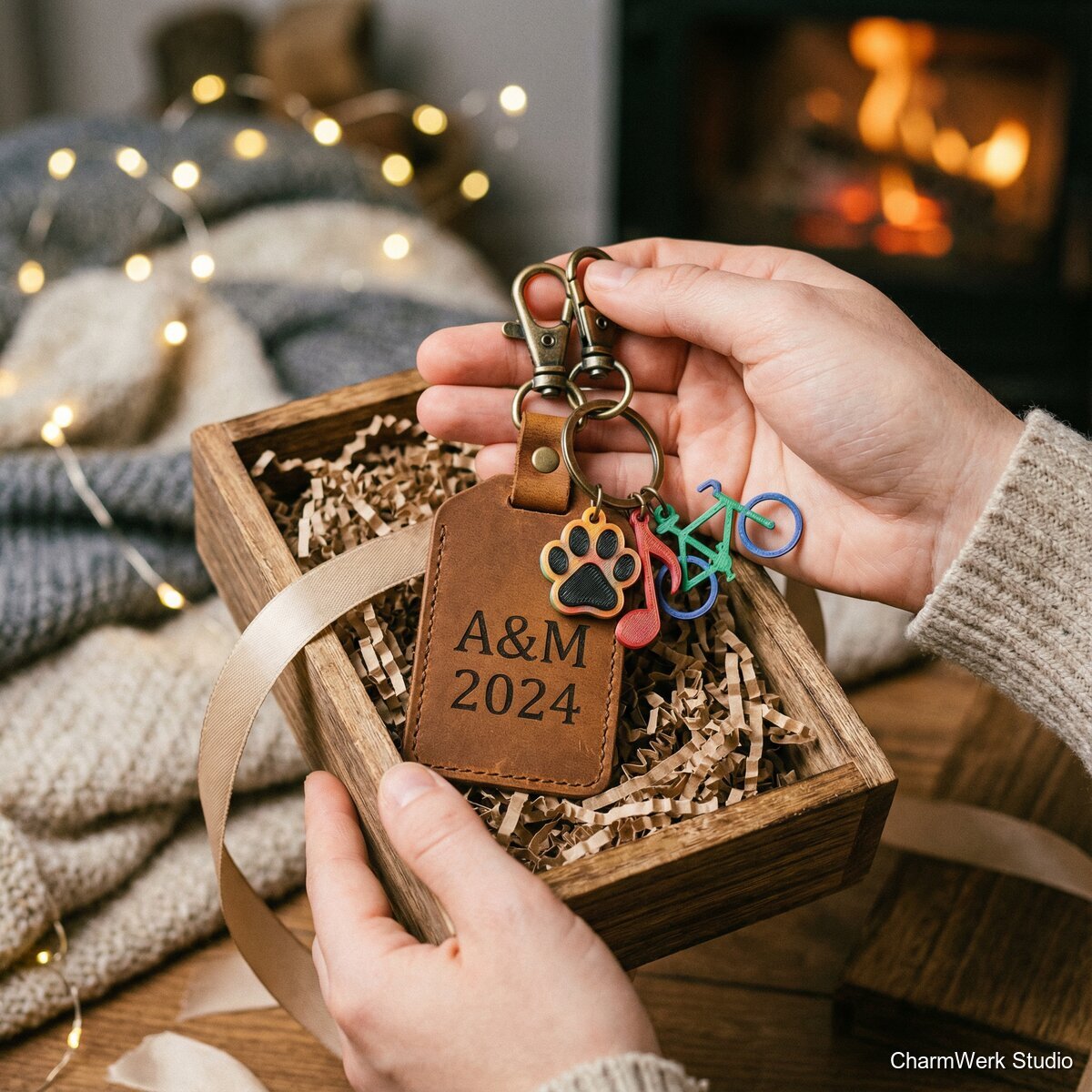 Schlüssel- und Taschen-Set: Lederanhänger mit 3D-Charms - Lifestyle