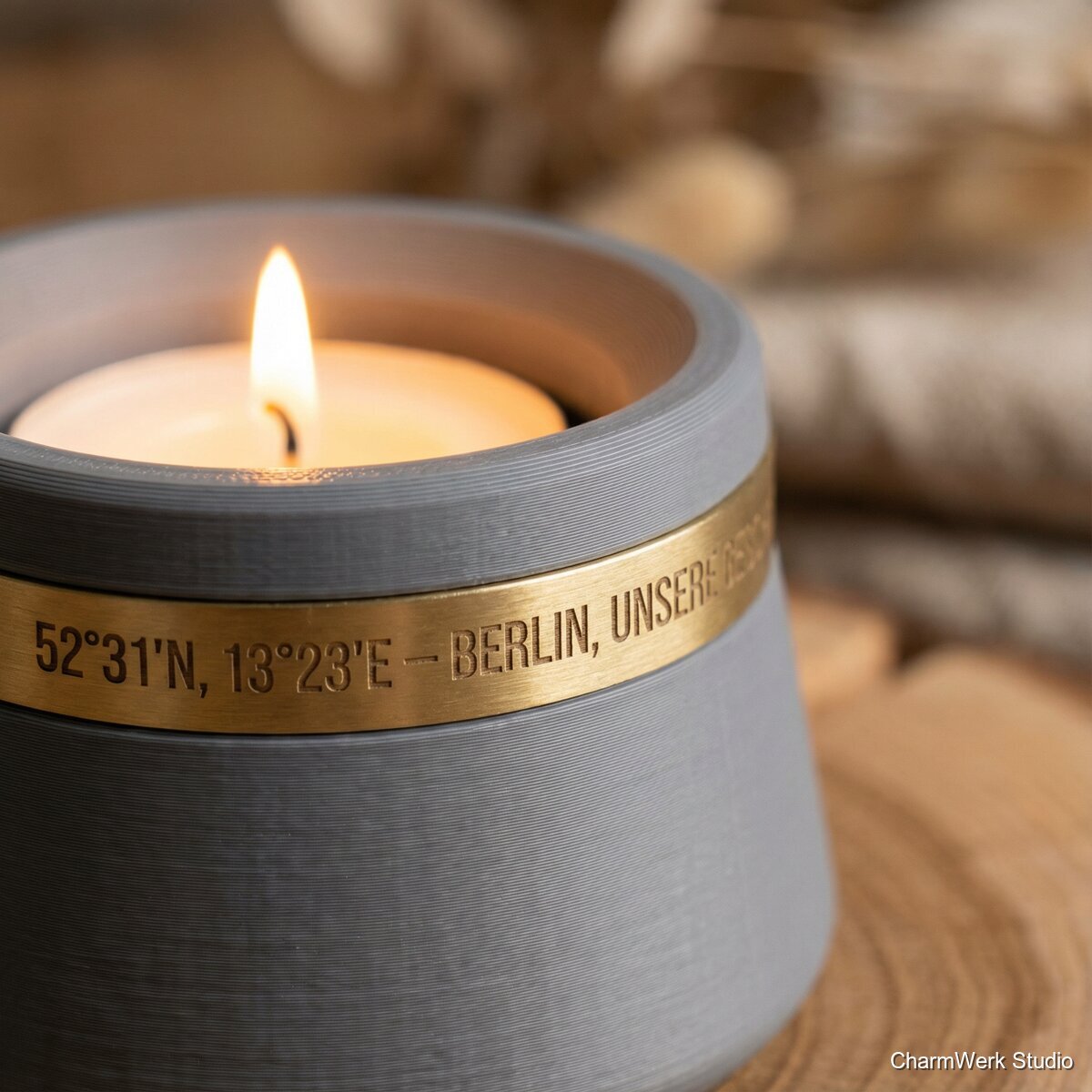 3D-gedruckter „Koordinaten“-Kerzenhalter - Detailansicht