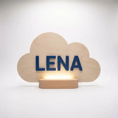 CNC-Namensschild mit 3D-Schriftzug und LED-Sockel