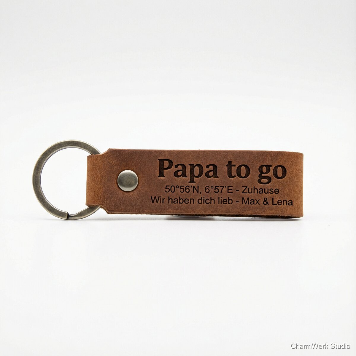 Schlüsselanhänger aus Leder „Papa to go“