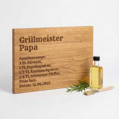 Grillmeister-Schneidbrett mit Familienrezept