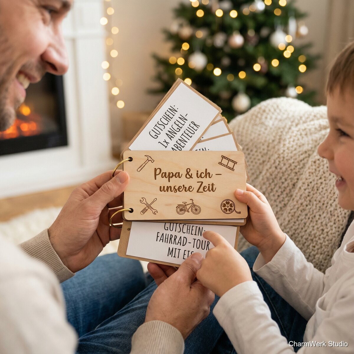 „Papa & ich“-Gutscheinbuch aus Holzcover - Lifestyle