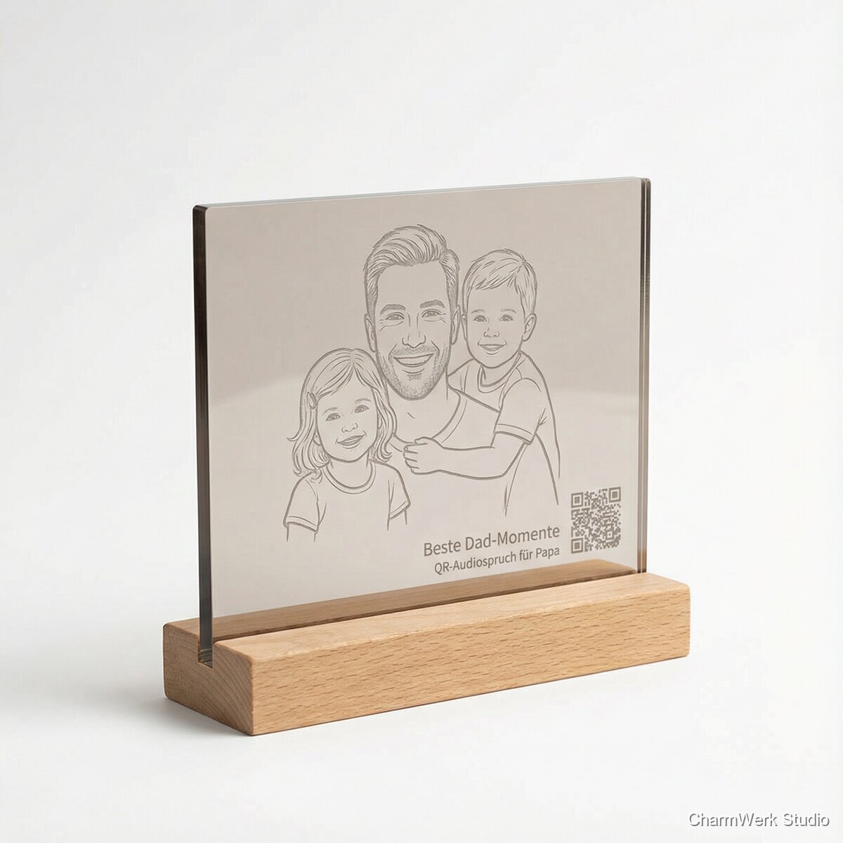 Acryl-Foto-Stand „Beste Dad-Momente“ mit QR-Audiospruch