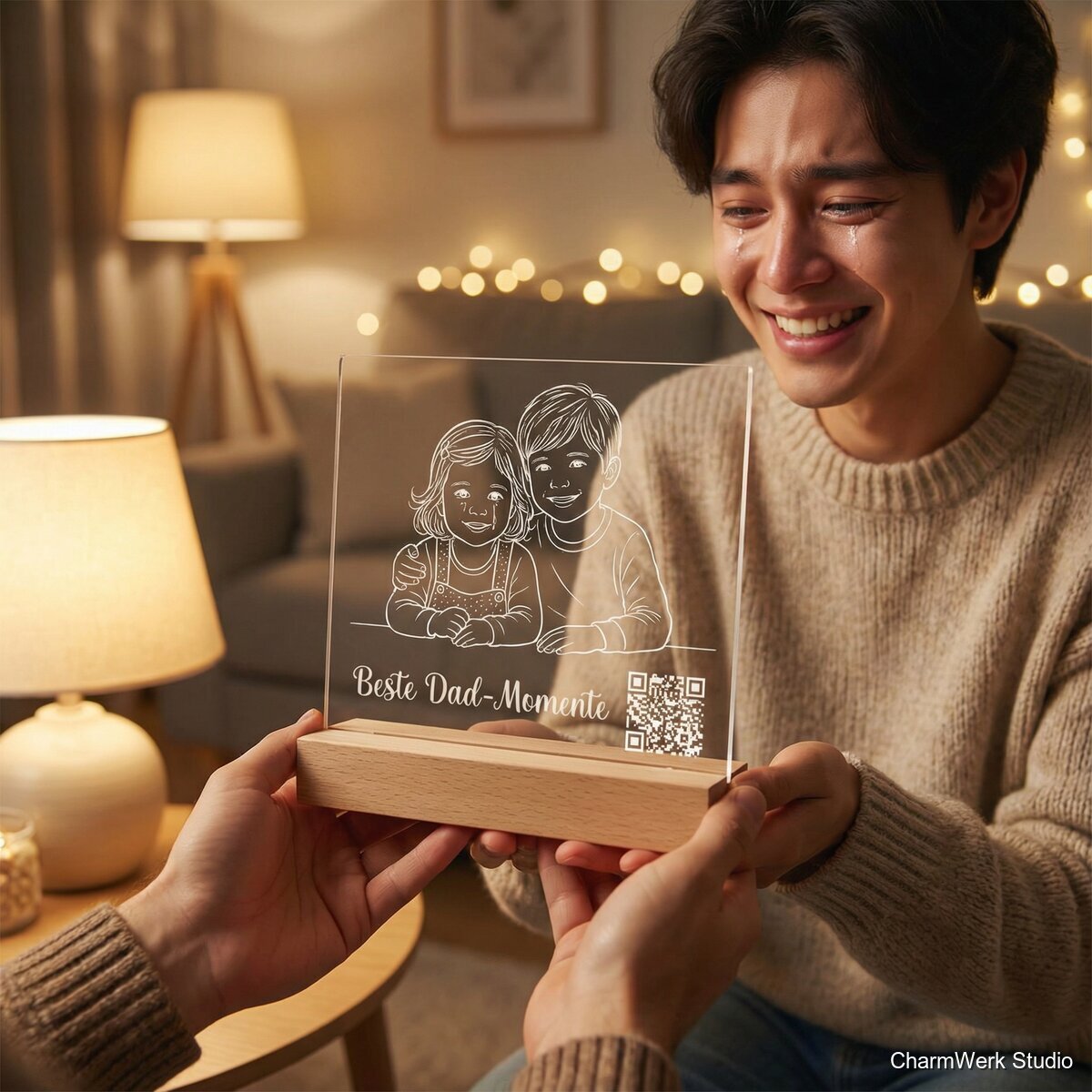 Acryl-Foto-Stand „Beste Dad-Momente“ mit QR-Audiospruch - Lifestyle