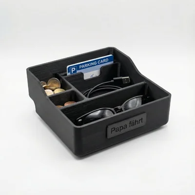 3D-gedruckter Auto-Mittelkonsole-Organizer mit Namensschild
