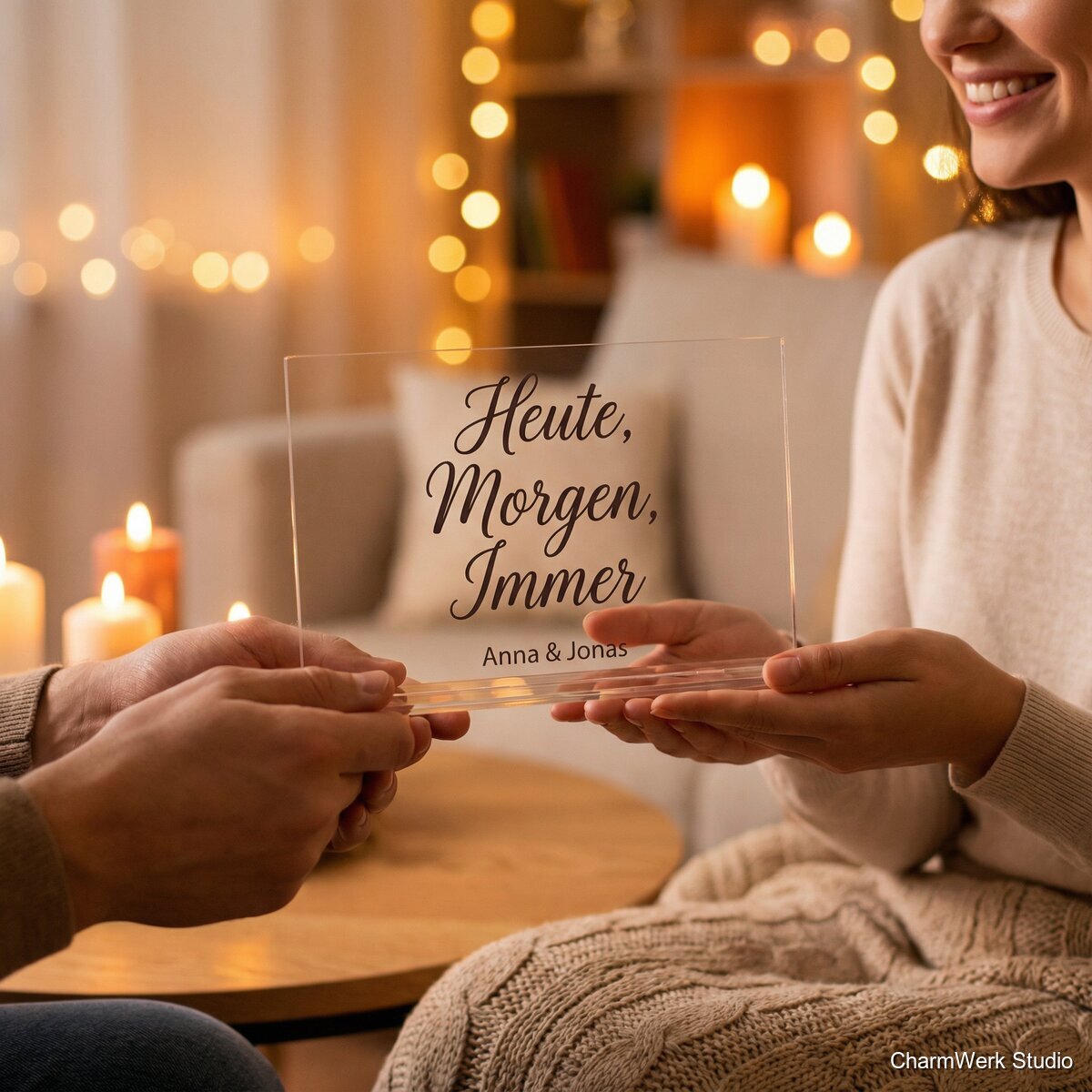 Acryl-Tischaufsteller „Heute, Morgen, Immer“ - Lifestyle