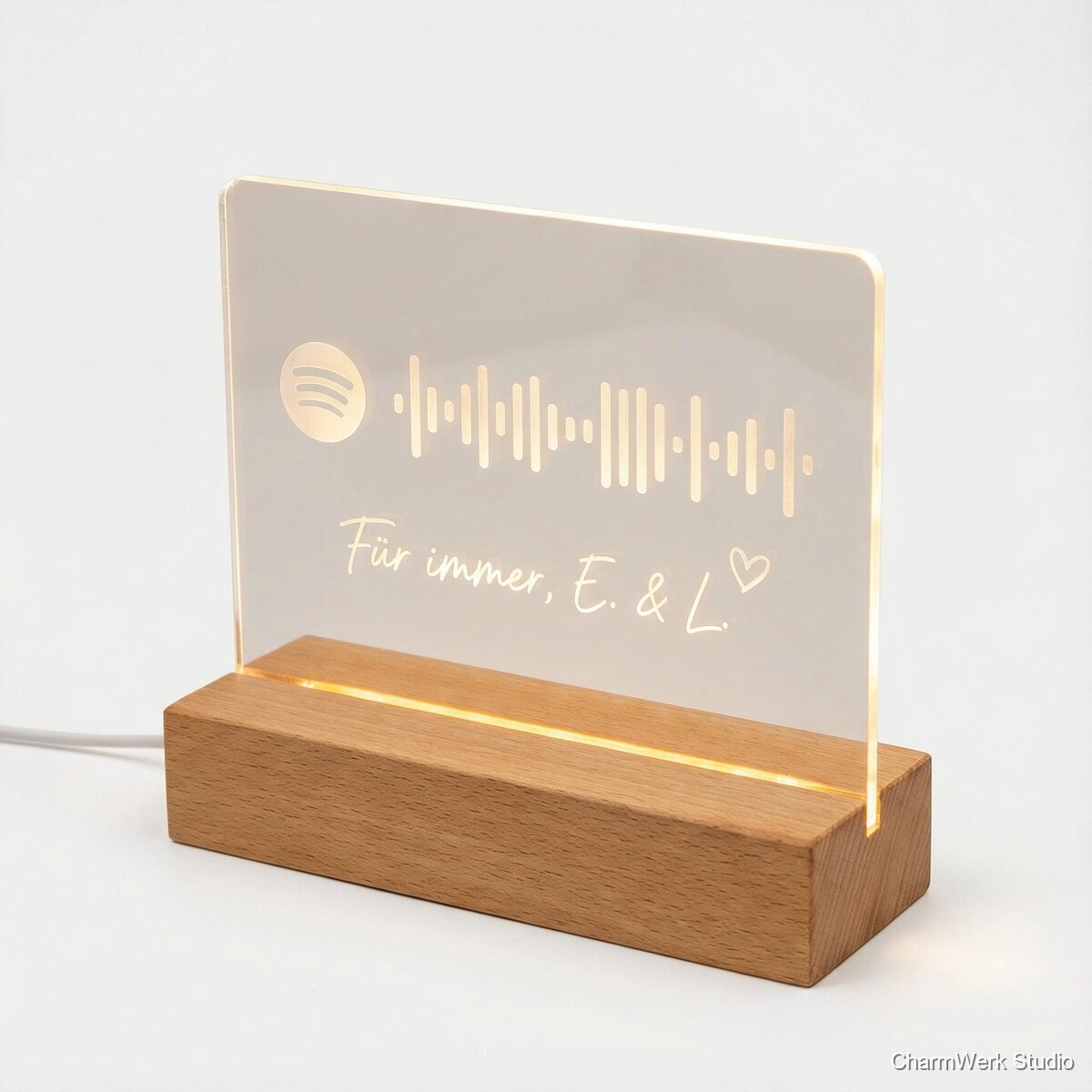 Acryl-Nachtlicht mit eurem Songcode - Seitenansicht