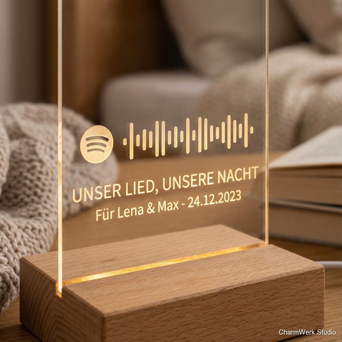 Acryl-Nachtlicht mit eurem Songcode - Detailansicht