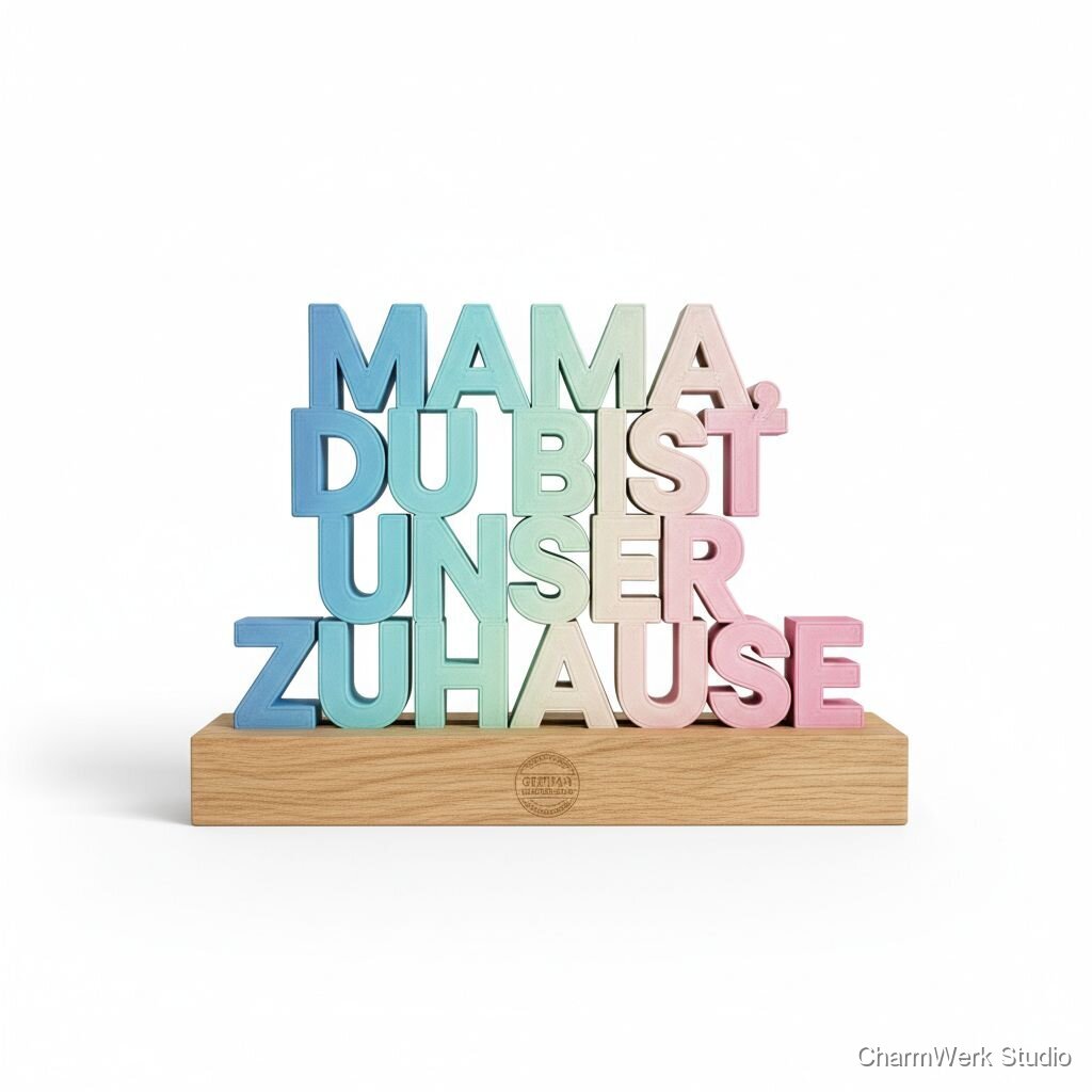 3D-gedrucktes „Lieblingsspruch“-Schriftzug-Display
